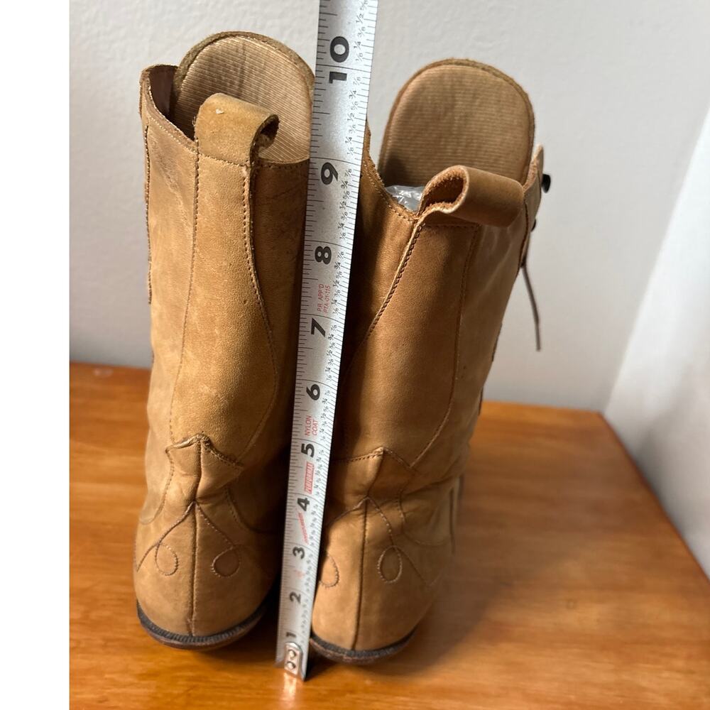 Vintage Tan Leather Lace Up Victorian Style Granny Packer Boot 7.5 - Picture 5 of 7